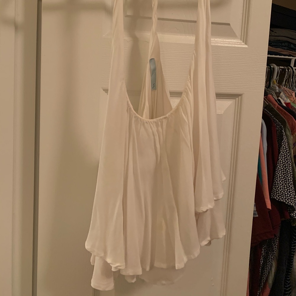 White flowy crop top